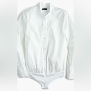 J Crew Classic White Button-Up Shirt -snap body suit
